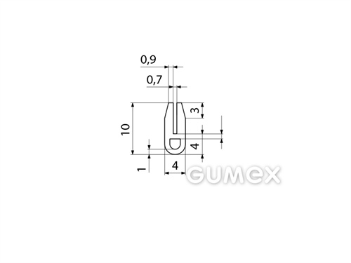 "U" Silikonprofil mit Loch, 10x4/0,7mm, 40°ShA, -60°C/+180°C, transparent, 